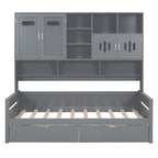 Daybed With All-In-One Cabinet And Shelf