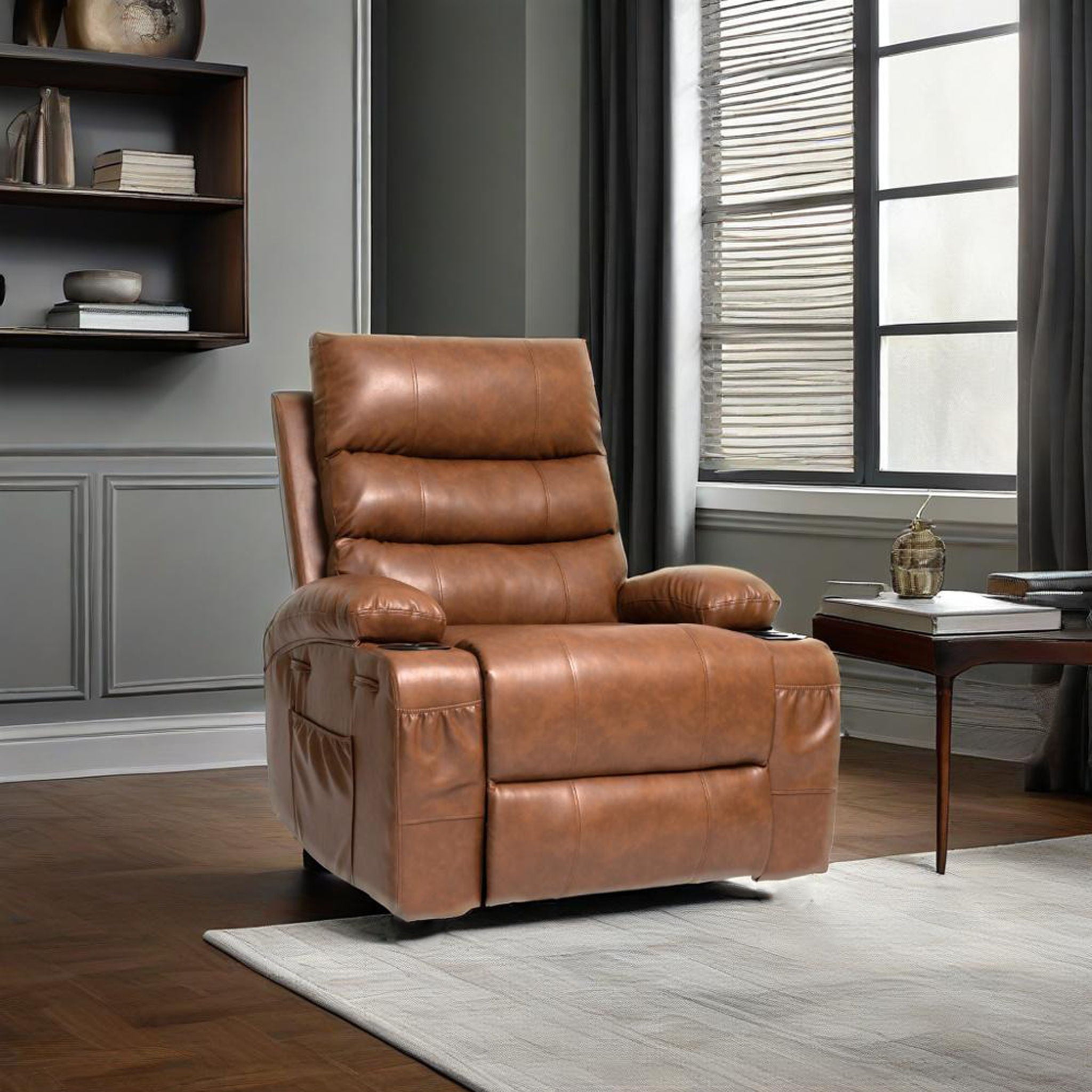 Large Size Electric Power Lift Recliner Chair Sofa With 8 Point Vibration Massage And Lumbar Heat