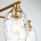 5 Lights Linear Arms With Chain Chandelier - Clear / Gold