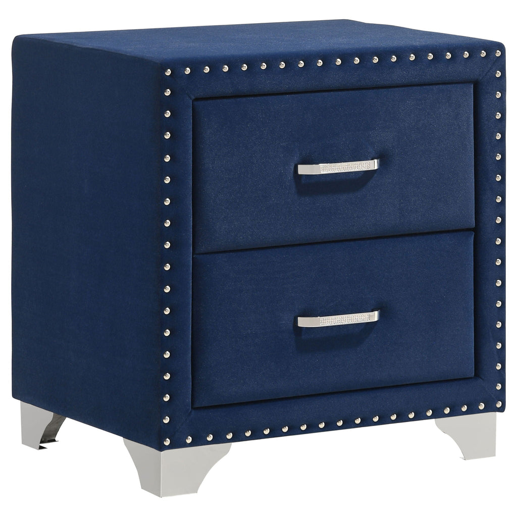 Melody Upholstered 2-drawer Nightstand Pacific Blue