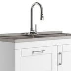 Shaker - Modern Wide Laundry Cabinet With Faucet And Sink - White