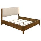 Adderley California King Wood Panel Bed Cream and Warm Brown