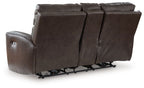 Crossplex - Power Reclining Loveseat / Console / Adjustable Headrest - Smoke