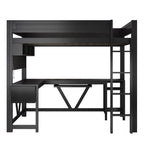 Gaming Loft Bed With Desk, Storage Shelves, LED And Charging Station