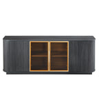 Modern 64" Wavy TV Cabinet With LED Lights - Black