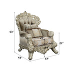Sorina - Chair With 2 Pillows - Velvet, Fabric & Antique Gold
