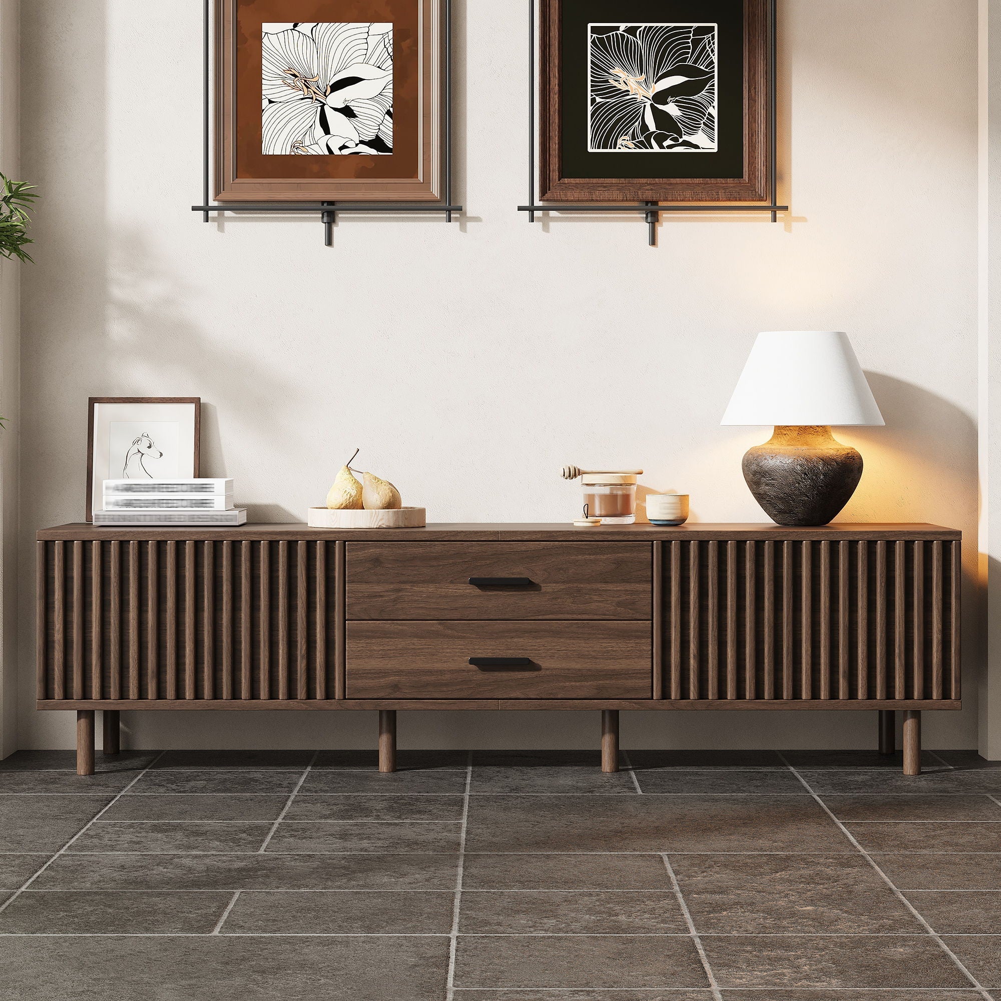 TV Stand For TVs Up To 80", Media Entertainment Center With Ample Storage - Dark Brown