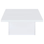 Devar Square Engineered Wood Coffee Table White High Gloss