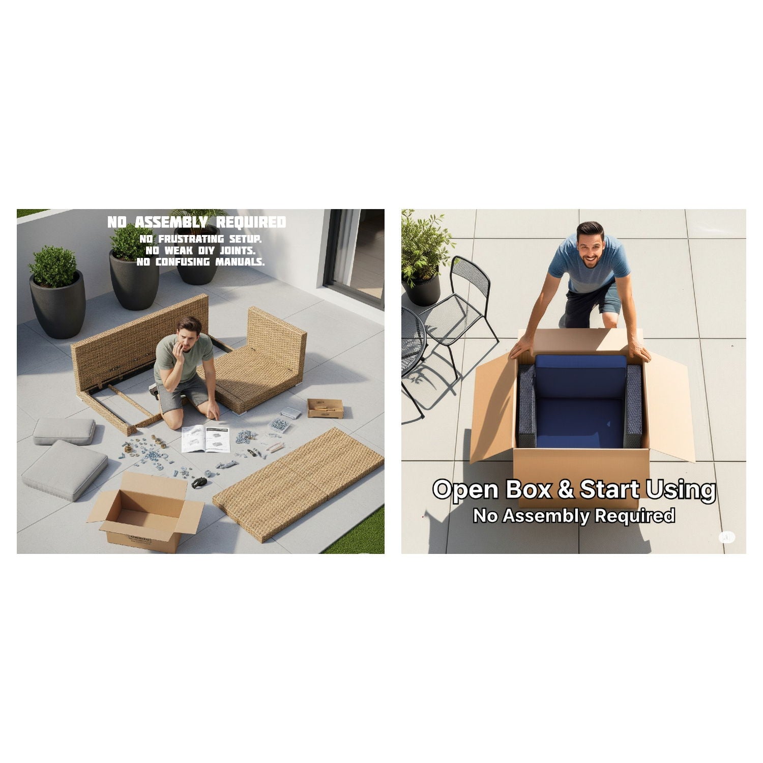 Wicker Seating Group Set With Table And Cushions