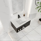 Wall Mounted Floating Bathroom Vanity With Open Shelf & Soft Close Door