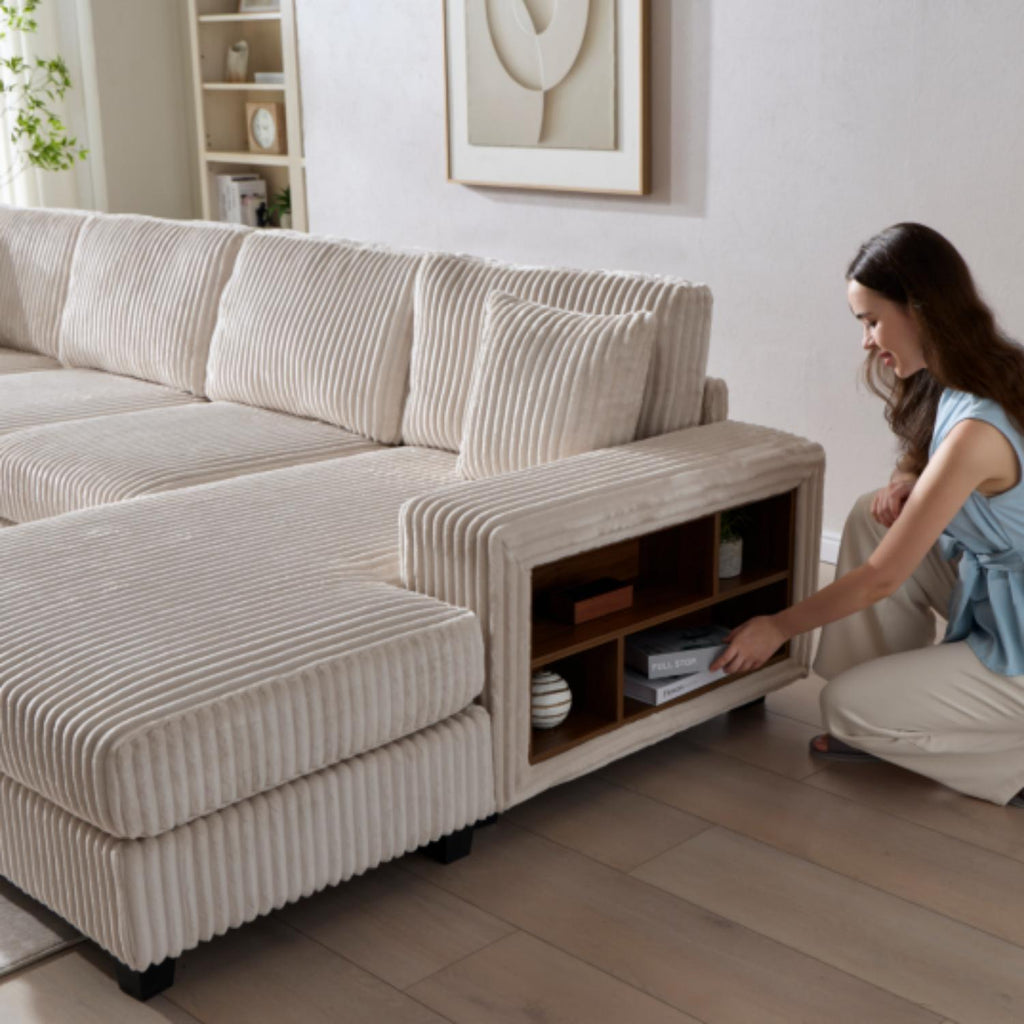 Convertible Sectional Sofa, Sleeper Oversized Living Room Lounge