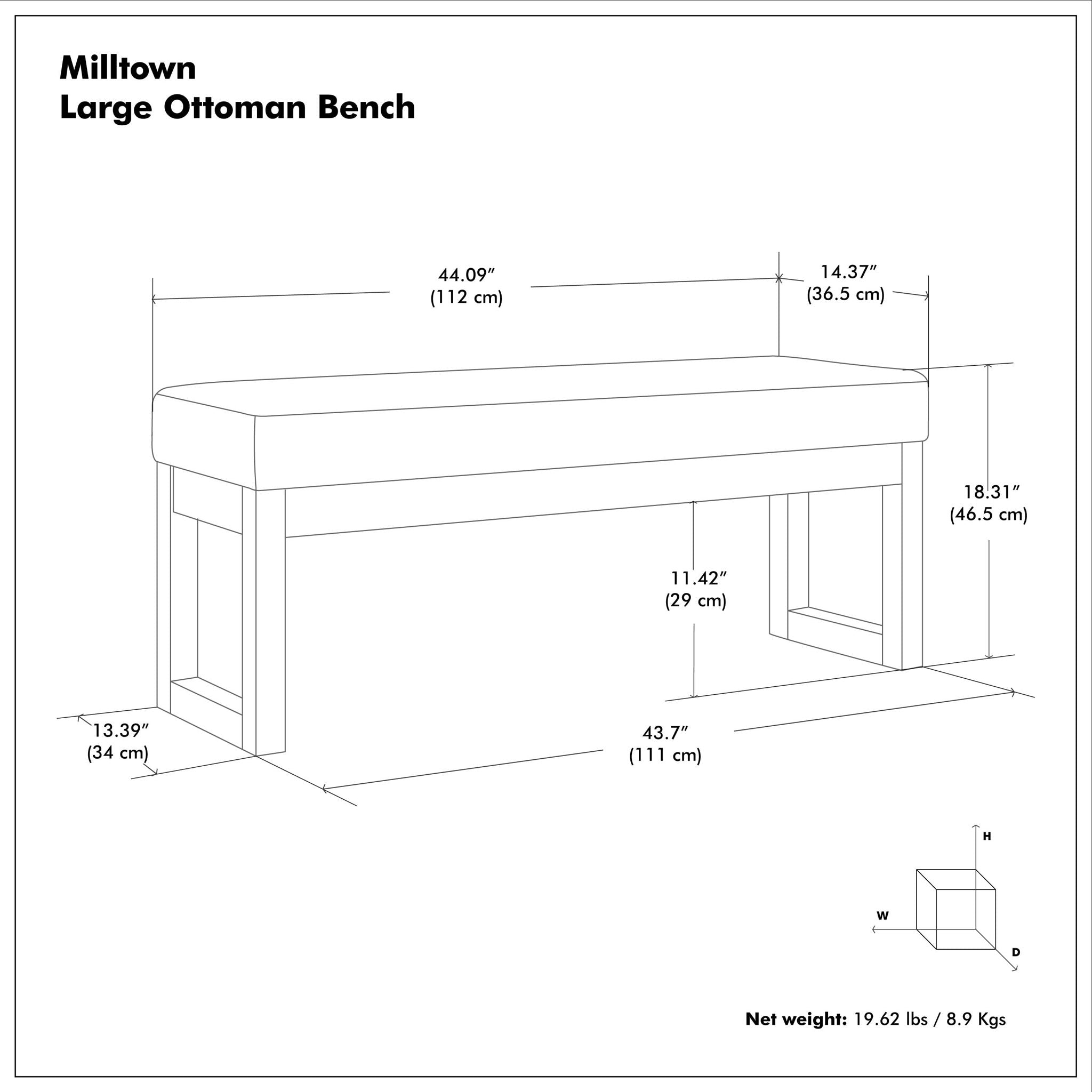 Milltown - Upholstered Ottoman Bench