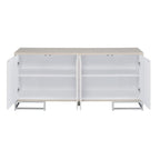 Panos - Console Cabinet - White Marble Print & Chrome