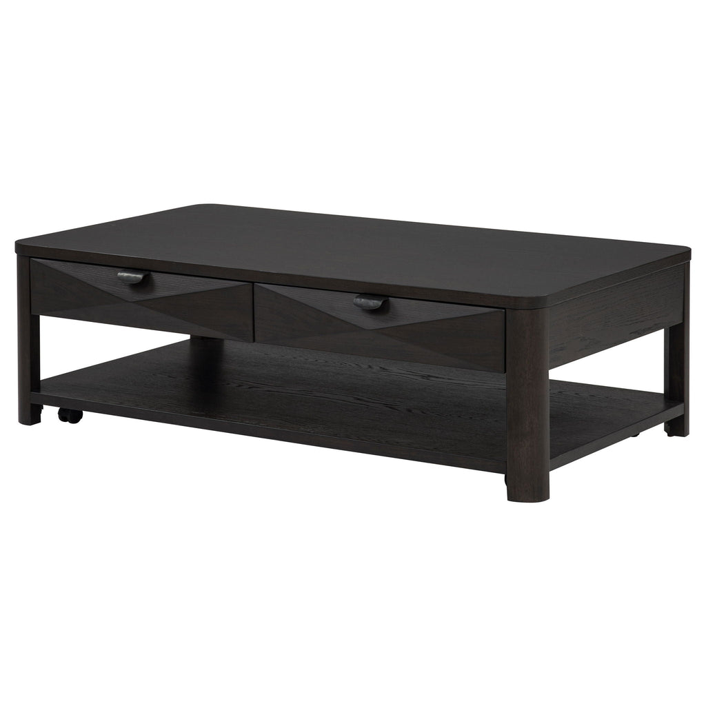 Marcelo Wood Coffee Table with 2 Drawers and Shelf Coffee