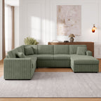 Oversized Sectional U-Shaped Sofa With Chaise Lounge And Three Soft Throw Pillows