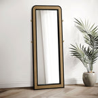 Arini Cane Weave Full Length Standing Floor Mirror Black