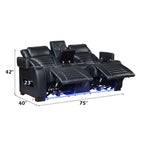 Ephron - Power Motion Loveseat With Console, Power Headrests, LED & Speakers - Black