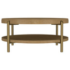 Arini Round Coffee Table With Storage Shelf Sand Wash