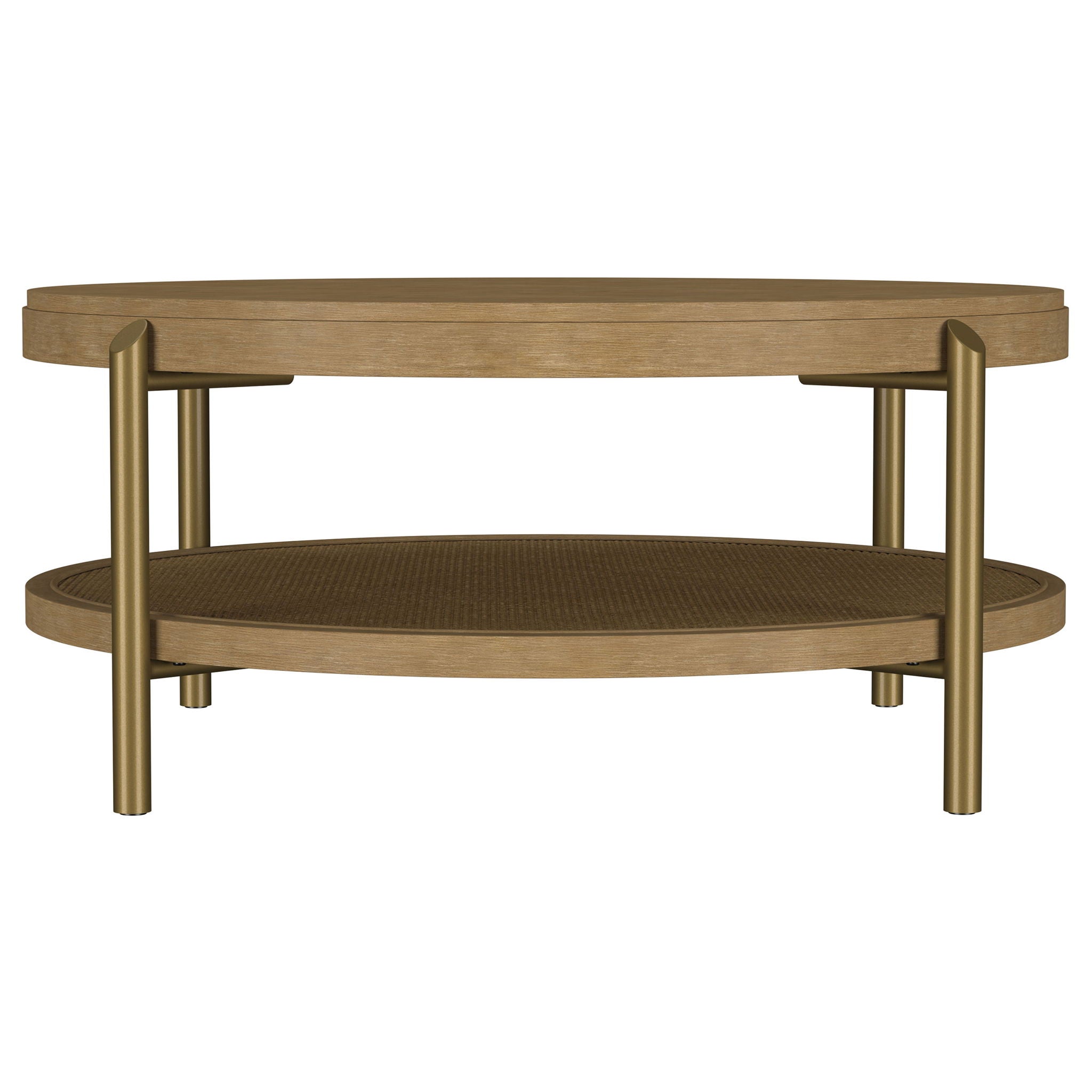 Arini Round Coffee Table With Storage Shelf Sand Wash