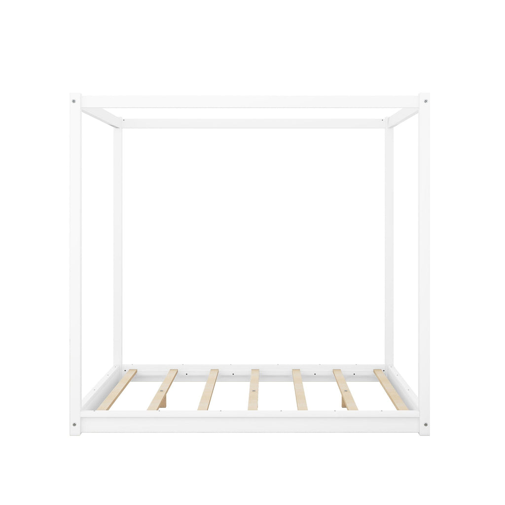 Wood Canopy Platform Bed With Support Legs And Airflow Slats