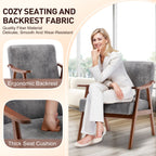 Mid Century Modern Accent Chair With Solid Wood Frame And Extra Thick Backrest