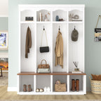 Entryway Hall Tree With Bench, 4 Hooks & Open Storage Space