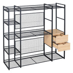 Open Style Wardrobe With Hanging Rails, Shelves And Drawers