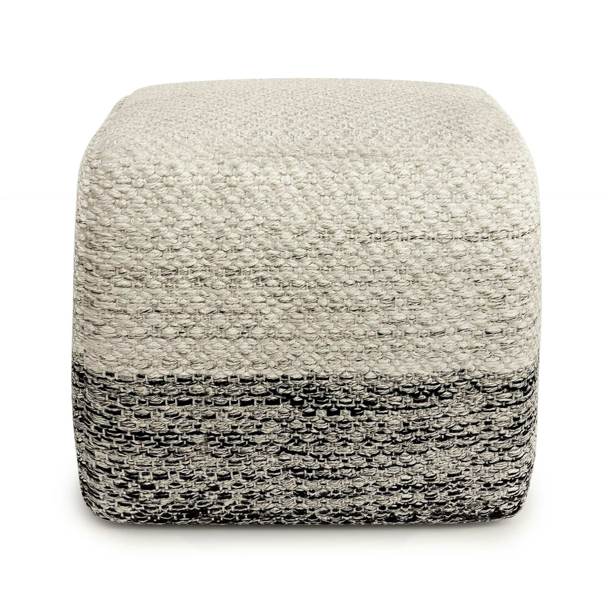 Macie - Square Woven Outdoor / Indoor Pouf - Gray / White