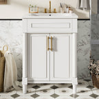 Bathroom Vanity With Integrated Sink, 2 Door Cabinet, Single Sink For Small To Medium Bathrooms