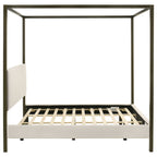 Monroe Upholstered Eastern King Canopy Bed Vanilla