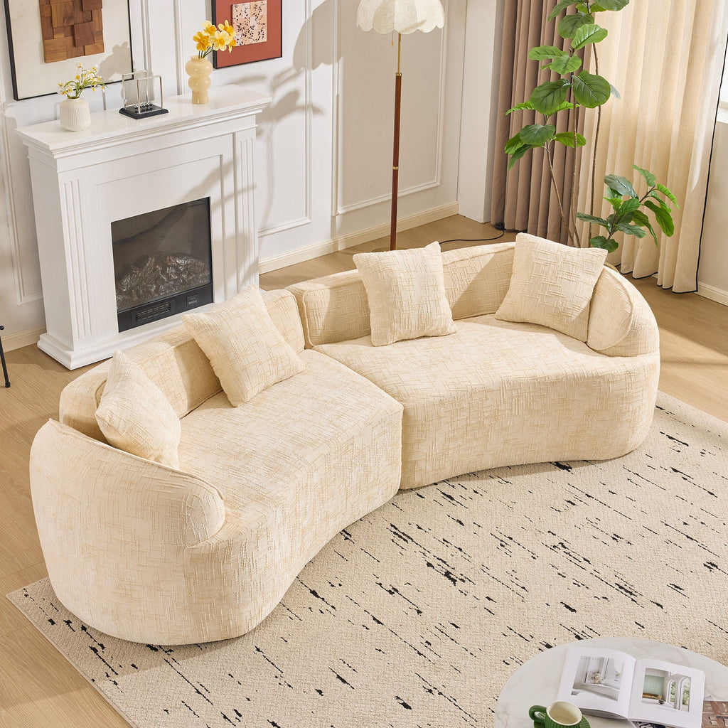 Curved Compressed Sofa, Nordic-Style Design For Living Room