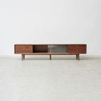 TV Cabinet With Chinese Changhong Glass Doors, Two Drawer Storage Space TV Standing