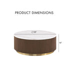3 Piece Table Set Round Cocktail Table And 2 Round End Tables - Brown / Gold / White