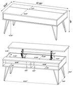 Fanning Engineered Wood Lift Top Coffee Table Golden Oak