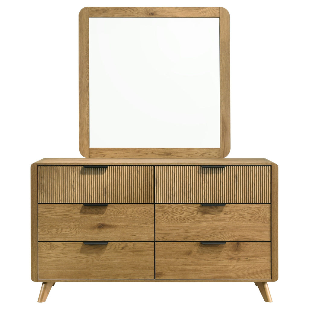Bennett 6-drawer Bedroom Dresser and Mirror Set Light Oak