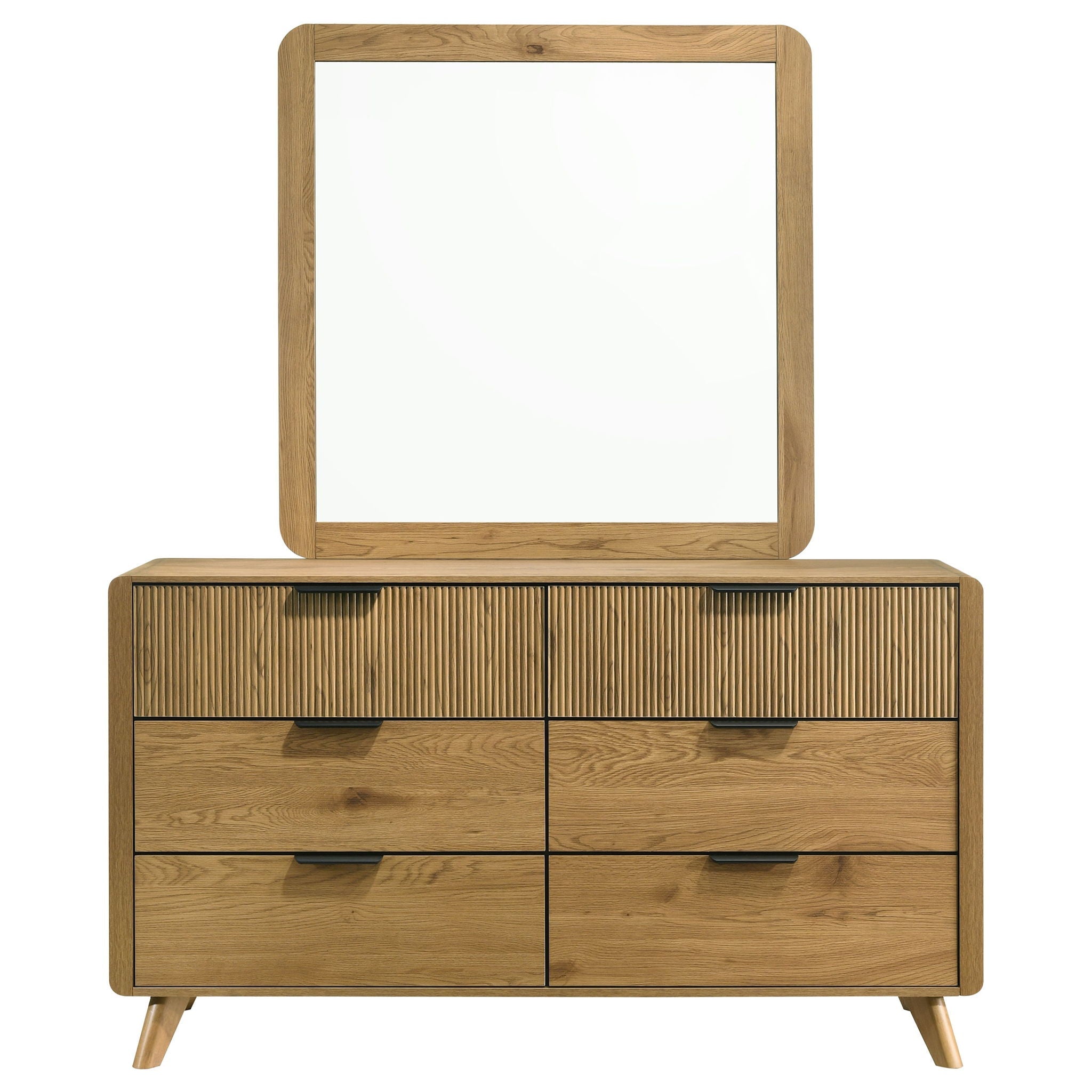 Bennett 6-drawer Bedroom Dresser and Mirror Set Light Oak