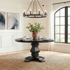 Florence Round 60-inch Pedestal Base Dining Table Black