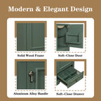 Bathroom Vanity With Sink, Soft Close Door, Adjustable U-Shaped Shelf
