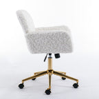 Office Chair, Artificial Rabbit Hair Home Office Chair With Metal Base, Adjustable Desk Chair Swivel Office Chair, Vanity Chair