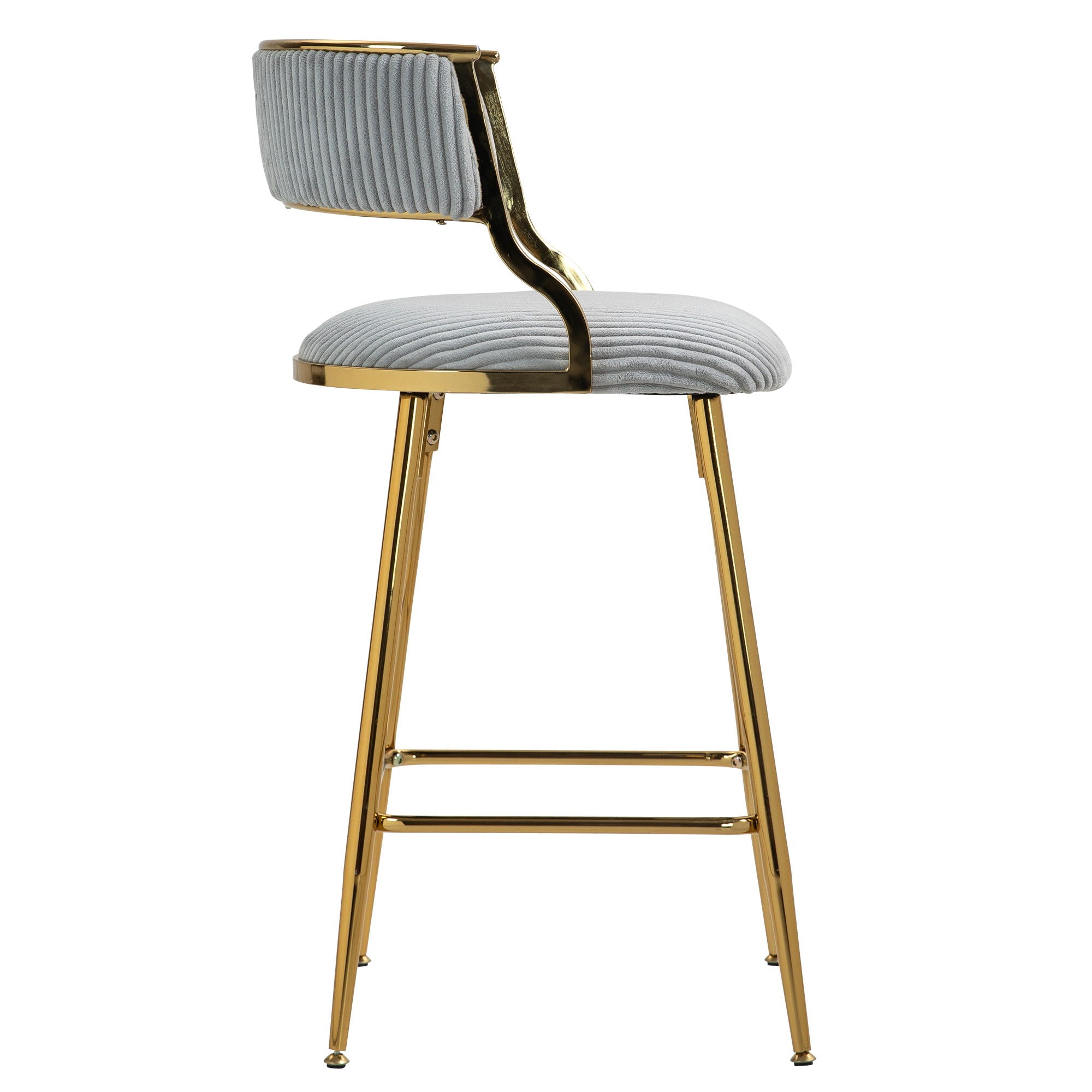 Counter Height Bar Stools With Powder Coating Base And Footrest (Set of 2) -