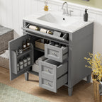 Bathroom Vanity With Top Sink, 2 Drawers & Tip Out Drawer