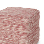 Enigma - Yarn And Cotton Square Pouf Ottoman With Polystyrene Beads - Red / White