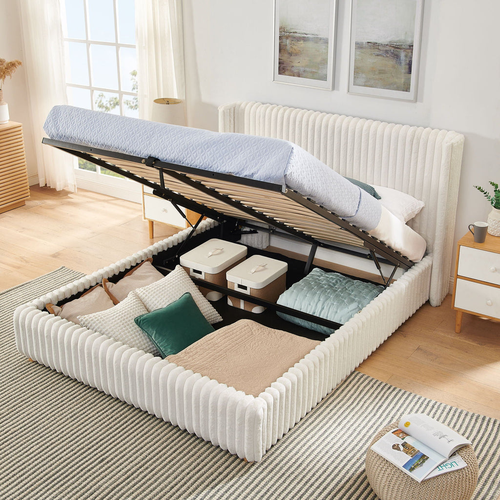 Functional Vertical Striped Bed With Gas Lift Storage