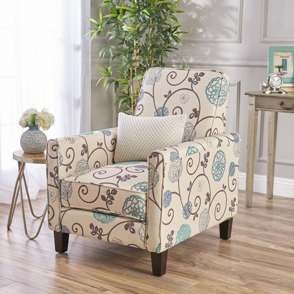 Push Back Upholstered Recliner Armchair