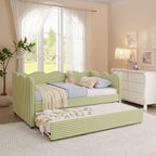Gingham Daybed With USB Charging Port, Wave-Shaped Design