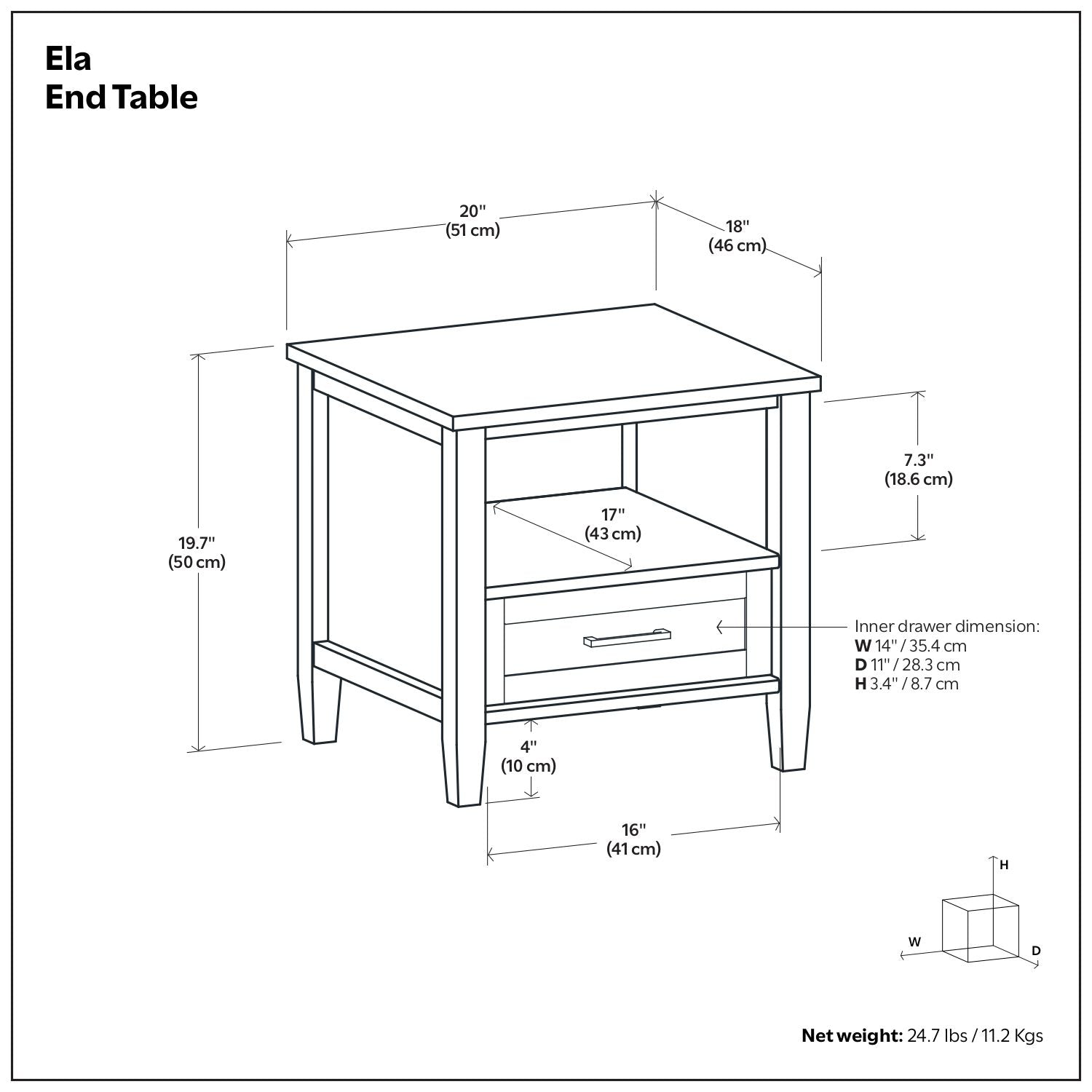 Ela - End Table - Brown