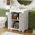 Bathroom Vanity With Ornate Elliptical Motif, Soft Close Hinges