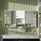 Wall-Mount 3-In-1 Mirror Cabinet With Adjustable Shelf, Soft-Closing Hinges, Rectangular Design - White