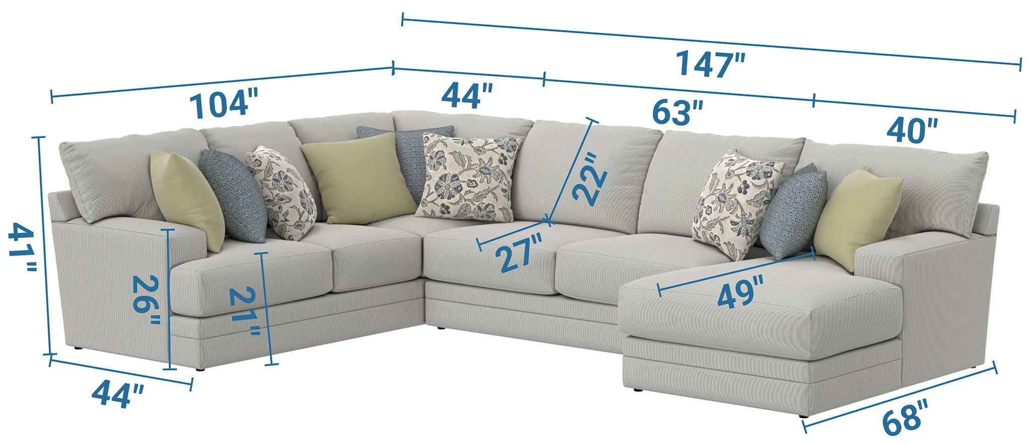 Stockbridge - Sectional With Comfort Coil Seating And 9 Accent Pillows Included