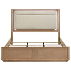 Leanne Eastern King LED Panel Bed Off White and Light Oak